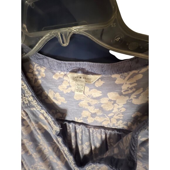 Lucky Brand Womens 2X Long Sleeve Floral Embroidered Blouse - Picture 3 of 5